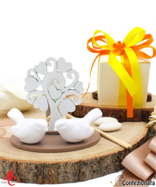 Bomboniera – Profumatore Albero della vita con Coppia Uccellini