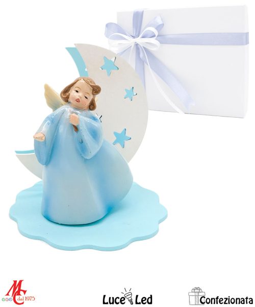 Bomboniera – Luna con Angioletto Celeste - Luce led