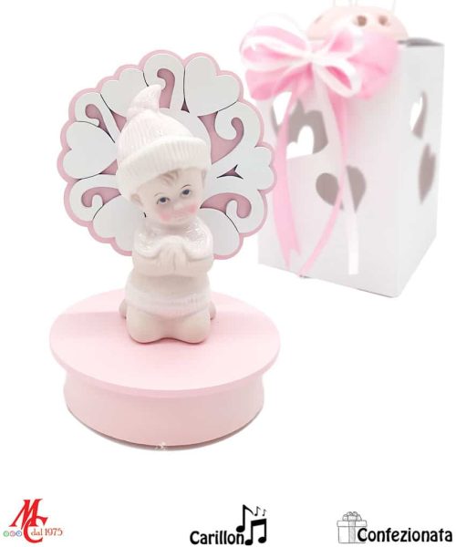 Bomboniera – Carillon Luna con Bimba Rosa