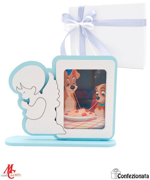 Bomboniera PORTAFOTO ANGELO IN PREGHIERA Celeste