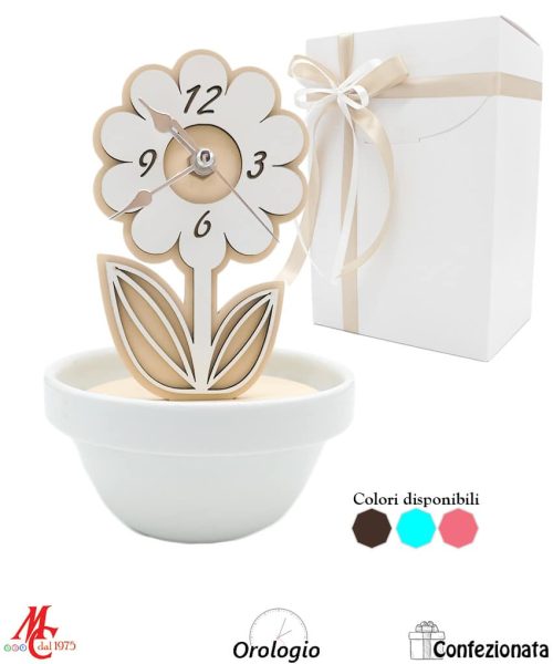 Bomboniera – Orologio Fiore Bianco e Beige