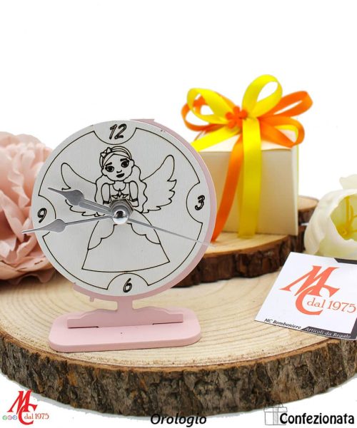 Bomboniera Orologio Angelo Rosa - Completa di Confezione