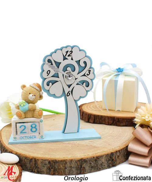Bomboniera Orologio Albero della Vita con Calendario Perpetuo con Orsetto Celeste