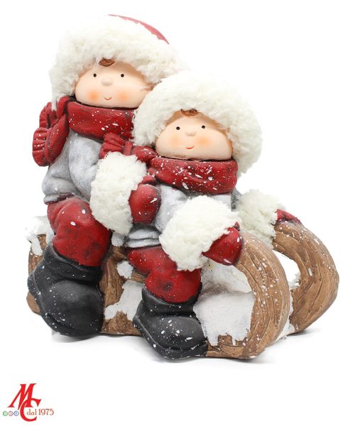 Bimbi su Slittino - Decoro Natalizio