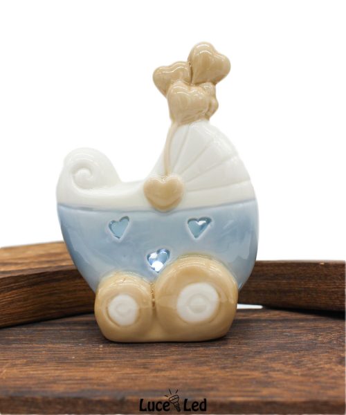 Bomboniera Carrozzina Celeste con Luce LED