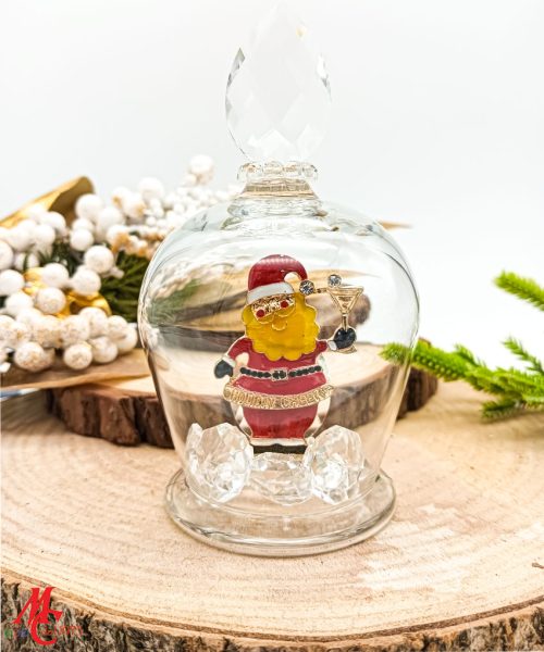 Campanella cristallo con Babbo Natale