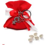 Bomboniera Ciondolo Lui e Lei Uniti simboli in metallo satinato linea Romance