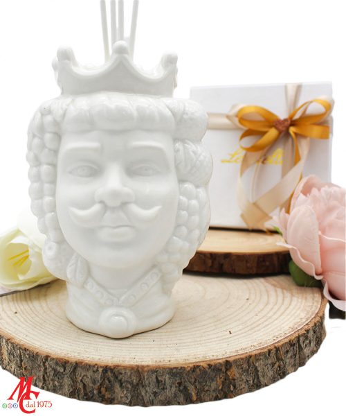 Bomboniera Confezionata - Testa di Moro Uomo - Total White - Profumatore