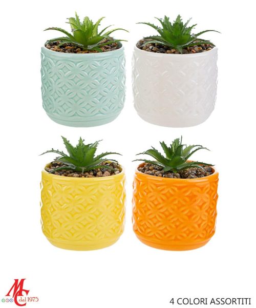 Bomboniera Vasetto Piantina Artificiale - 4 Colori Assortiti