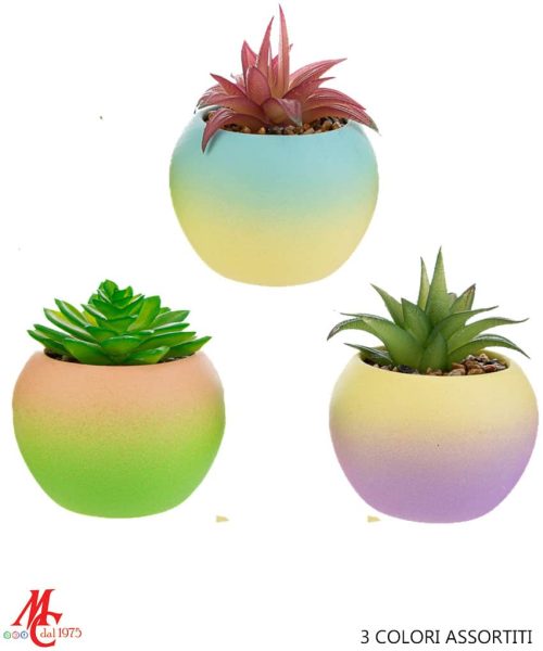 Bomboniera Vasetto Piantina Artificiale - 3 Colori Assortiti