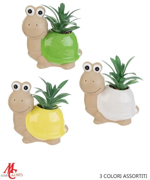 Bomboniera Tartaruga Piantina Artificiale - 3 Colori Assortiti