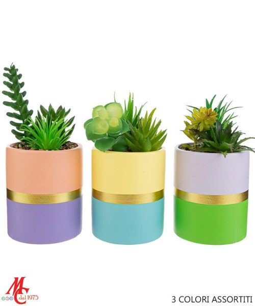 Bomboniera Vasetto Piantina Artificiale - 3 Colori Assortiti