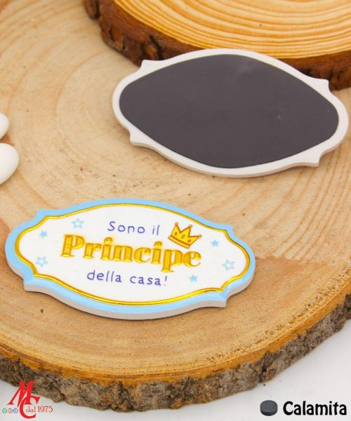 Bomboniera / Bustina Calamita in Resina con Scritta "Principe"