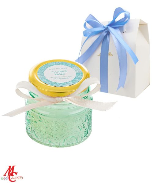 Bomboniera Candela Profumata Verde - Completa di Confezione