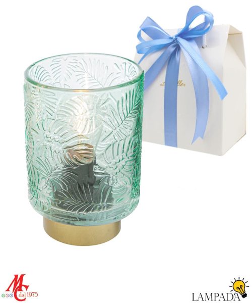 Bomboniera Lampada Vetro Colore Verde - Completa di Confezione