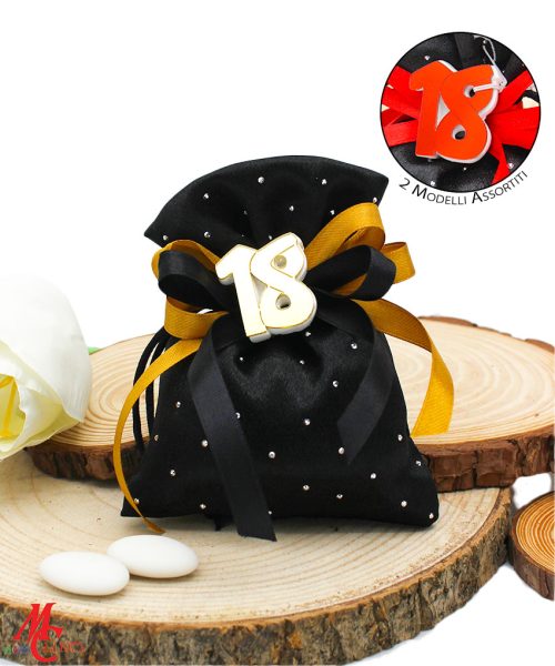 Sacchettino Nero con Magnete 18° Compleanno - 2 Colori