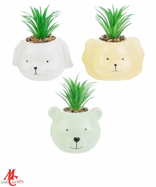 Bomboniera Piantina con Animaletti in Porcellana - 3 Modelli Assortiti