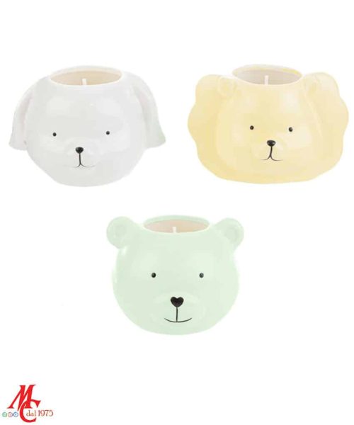 Bomboniera Candela Profumata Animaletti in Porcellana - 3 Modelli Assortiti
