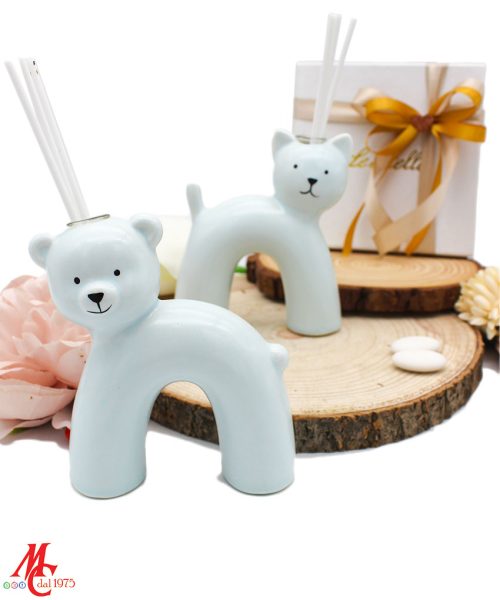 Bomboniera Profumatore Animaletti Celeste - 2 Assortiti - Completa di Confezione