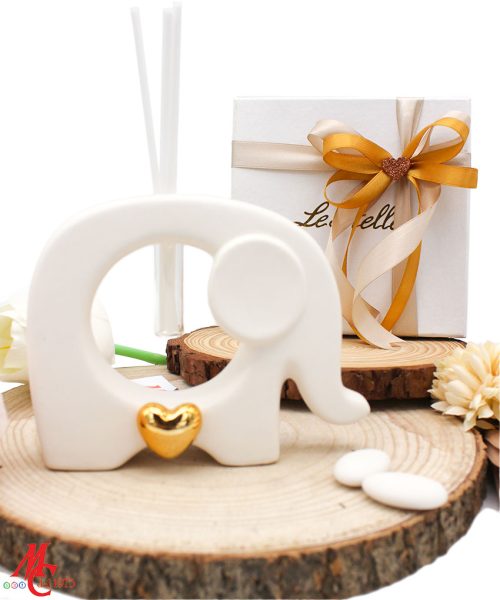 Bomboniera Profumatore Elefante in Porcellana Bianca - Completa di Confezione