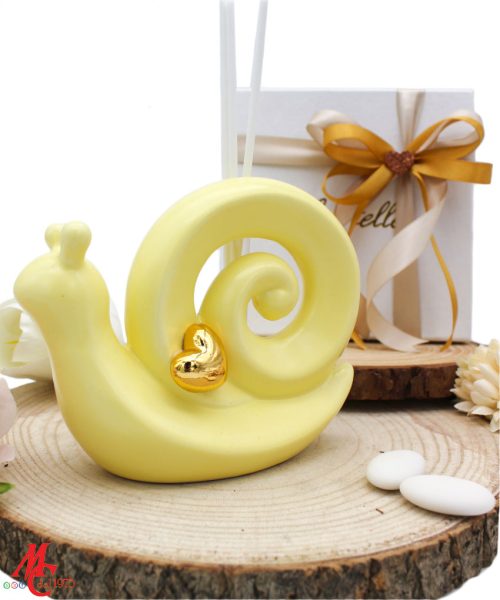 Bomboniera Profumatore Lumaca in Porcellana - 3 Colori Pastello Assortiti - Completa di Confezione