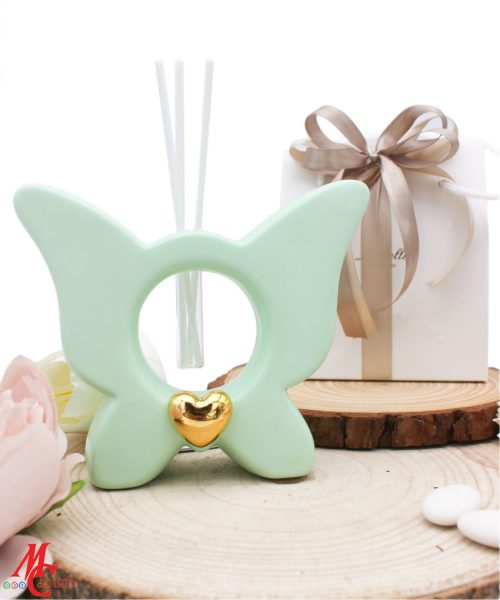 Bomboniera Profumatore Farfalla in Porcellana - 3 Colori Assortiti Pastello- Completa di Confezione