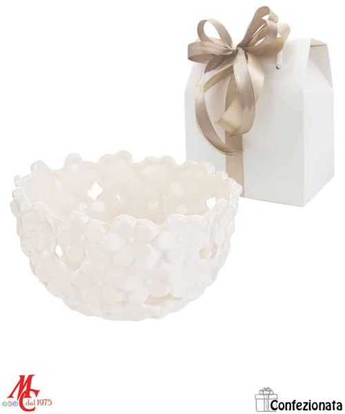 Bomboniera Svuota Tasche Fiori in Porcellana - Completa di Confezione