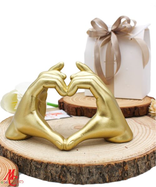 Bomboniera Cuore Mani in Resina - Colore Oro - Completa di Confezione