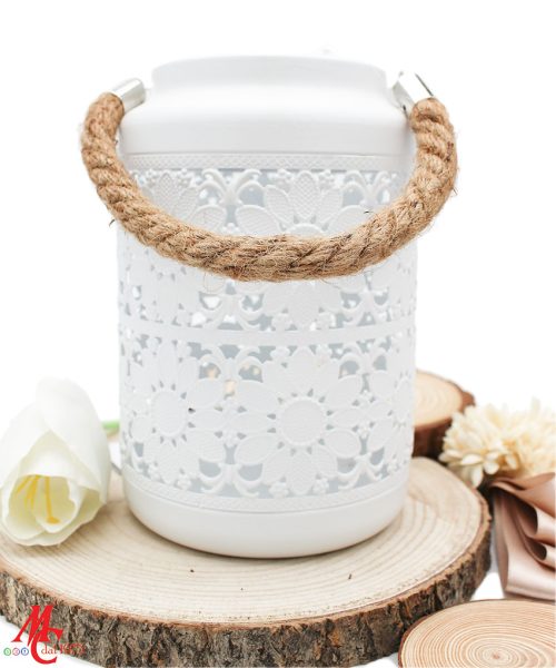 Lanterna Portacandele Metallo Bianco