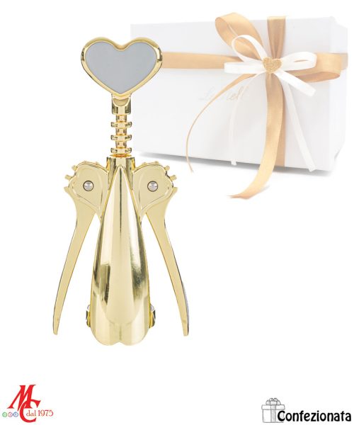 Bomboniera Apribottiglie Cavatappi Color Oro - Completa di Confezione