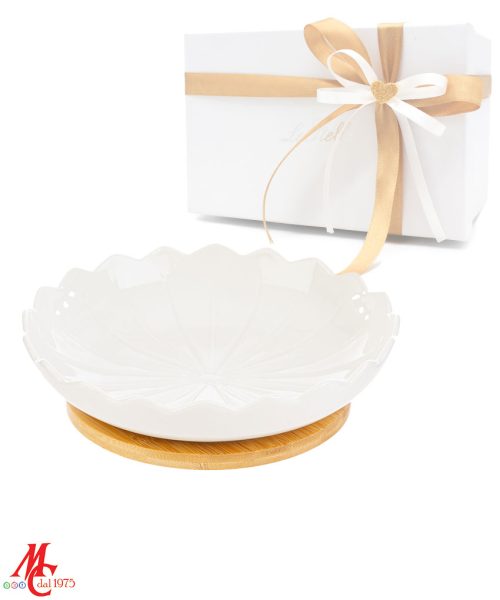 Bomboniera Utile: Ciotola in Porcellana con Base in Legno