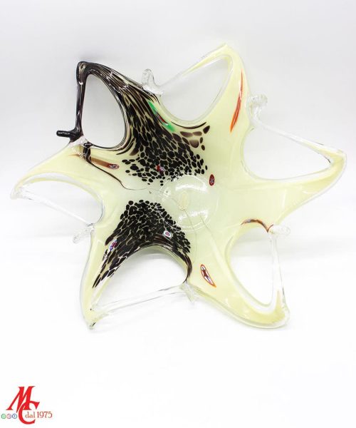 Centrotavola Murano - Beige macchie Nere con Murrina