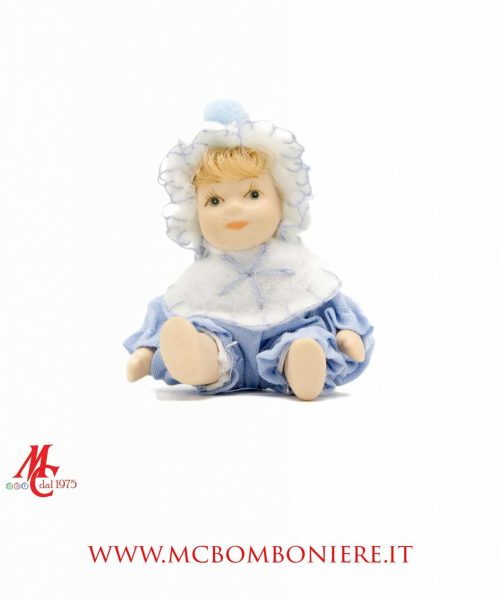 Bimbo in Porcellana - vestito stoffa Celeste