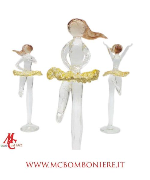 Bomboniera - Ballerina in vetro soffiato e filigrana