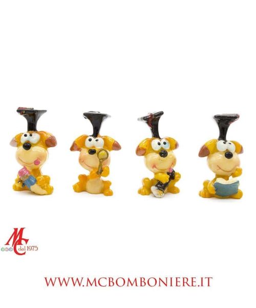 Bomboniera Laurea - Cagnolino Laureato in resina