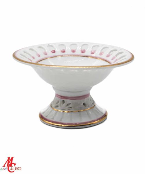 Bomboniera - Alzatina Traforata decoro Rosa e Oro