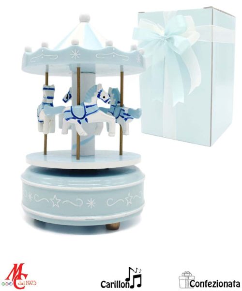 Bomboniera - Carillon Giostrina con Cavallucci Celeste