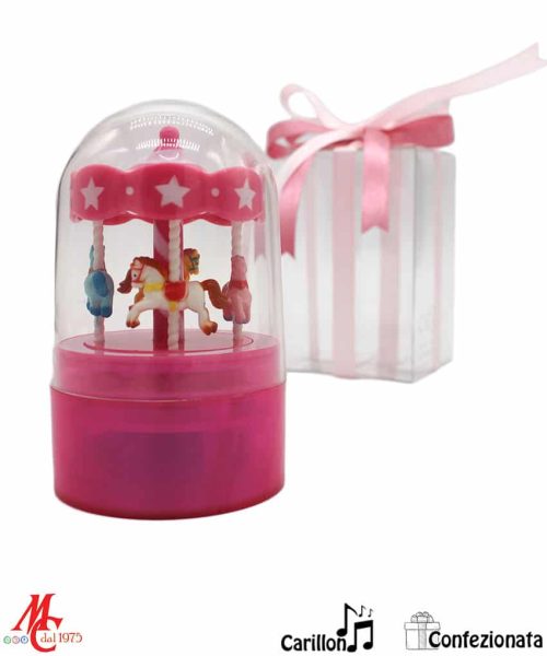 Bomboniera - Carillon MiniGiostrina con Cavallucci Rosa