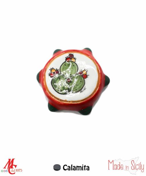 Bomboniera/Bustina Tamburello Fichi D'India in Ceramica - Magnete