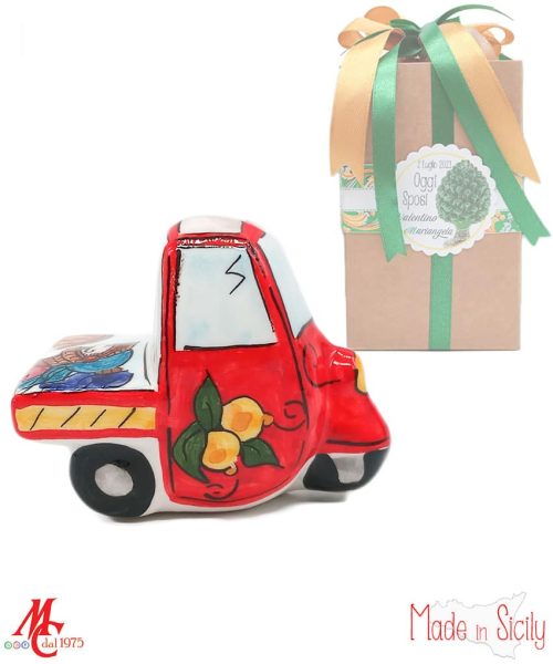 Bomboniera - Moto Ape Rossa - Decoro Paladino