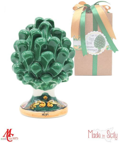 Bomboniera - Pigna Verde Base decoro Sicily - Altezza 10cm