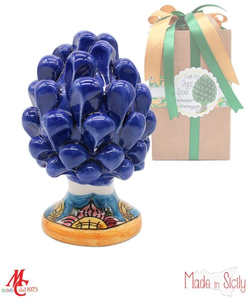 Bomboniera - Pigna Blu Base decoro Sicily - Altezza 10cm
