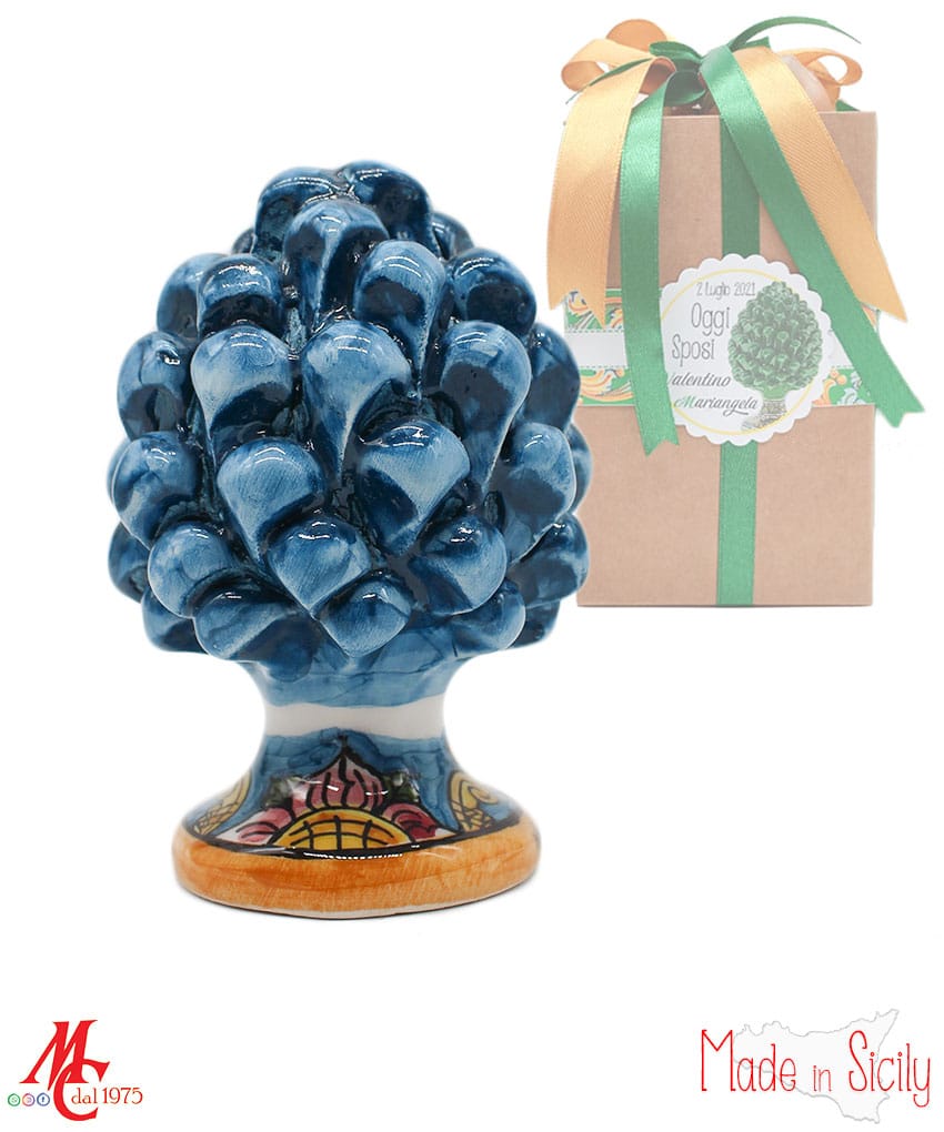Bomboniera - Pigna Azzurra Base decoro Sicily - Altezza 10cm