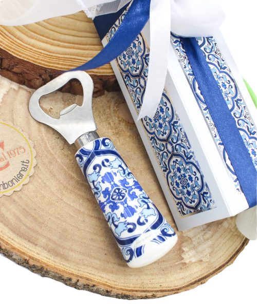 Bomboniera Confezionata - Apribottiglie decoro Maioliche - Riviera Blu