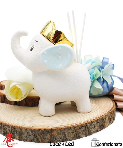 Bomboniera Profumatore Elefantino Celeste - Completa di Confezione