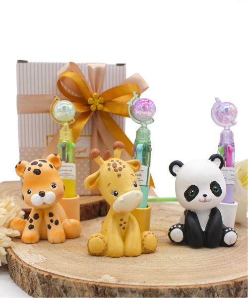 Bomboniera Animali dello Zoo – Portapenne con Penna Multicolor - Completa di Confezione