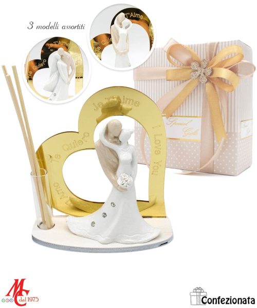 Bomboniera Profumatore - Coppia Cuore Oro