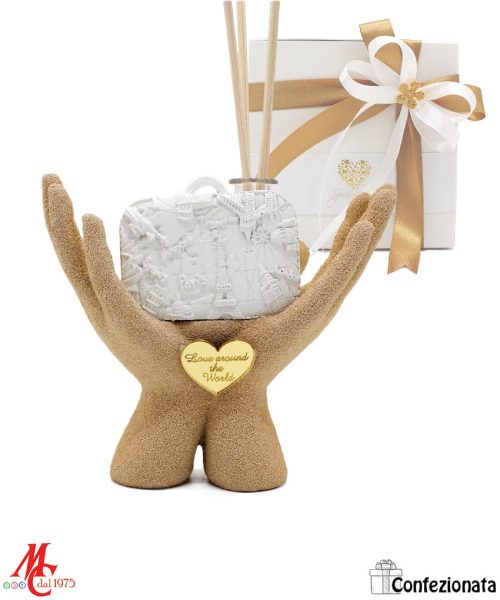 Bomboniera Profumatore - Mani con Valigia Word