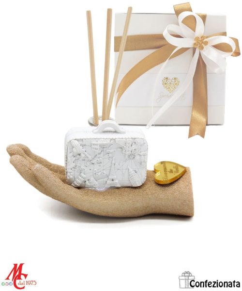 Bomboniera Profumatore - Mano con Valigia Word