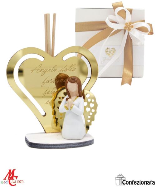 Bomboniera Profumatore - Angelo Girl con Cuore: "Angelo della Fortuna felice e sereno"